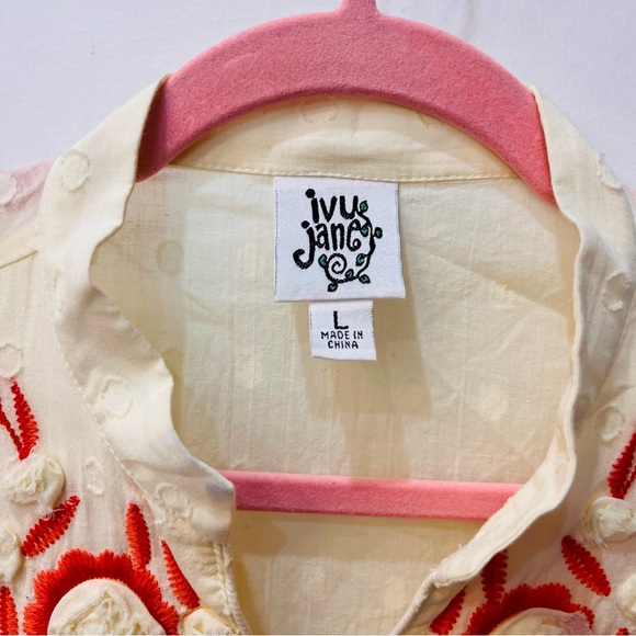 ivy Jane sleeveless ivory embroidered flower dress v neck size Large - Picture 4 of 10